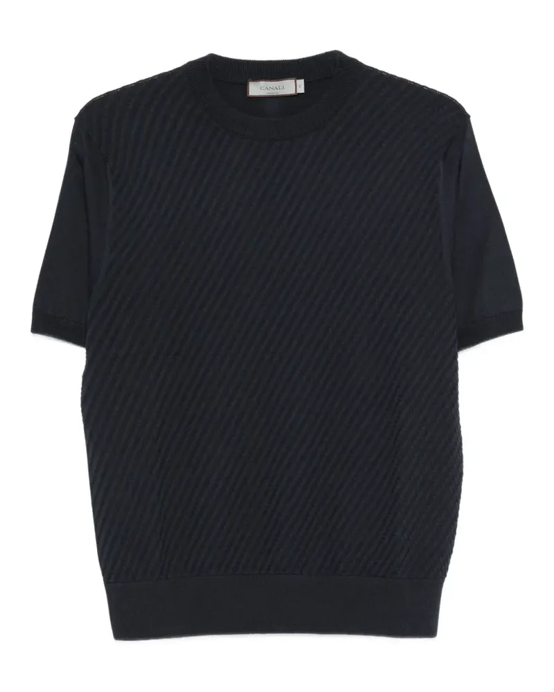 Canali Strukturiertes T-Shirt - Blau Blau