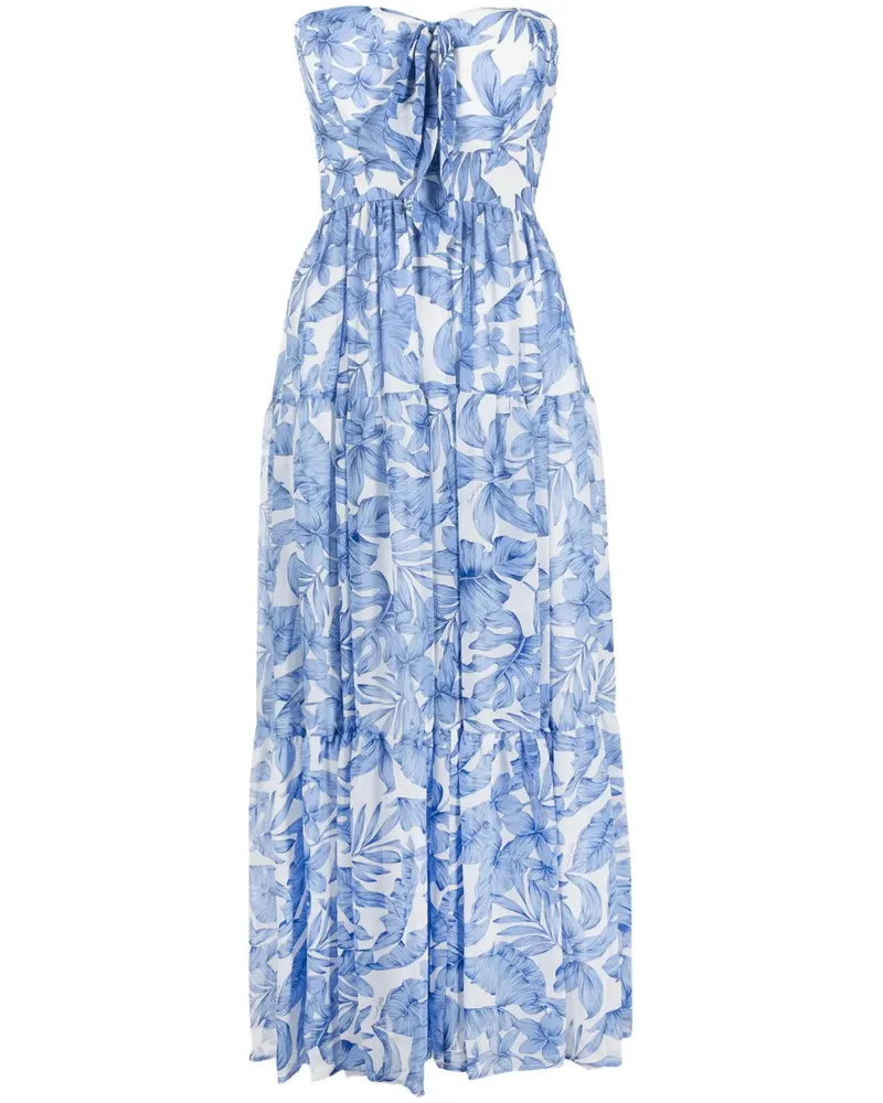 Twin-Set Bandeau-Midikleid mit floralem Print - Blau Blau