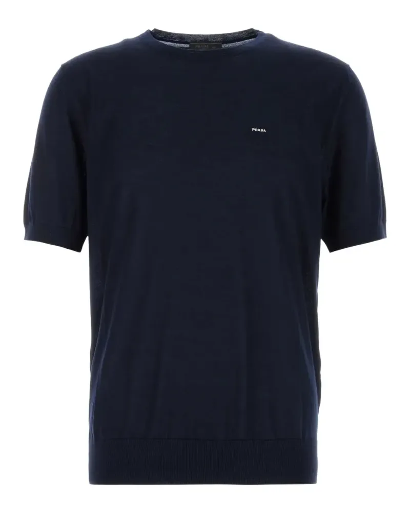 Prada short-sleeve logo-patch T-shirt - Blau Blau