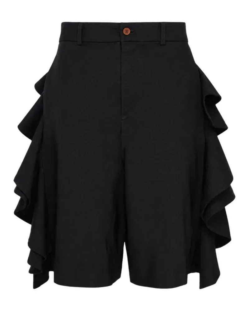 Comme des Garçons ruffled gabardine shorts - Schwarz Schwarz