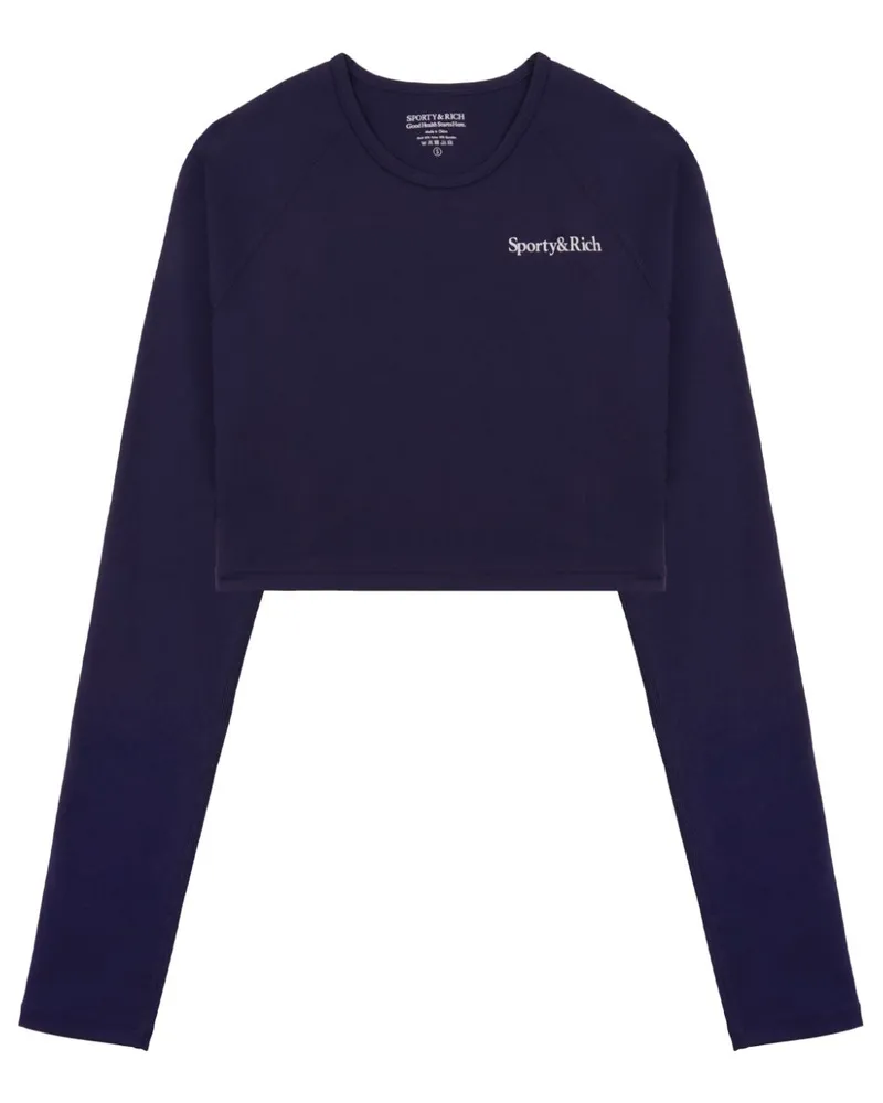 SPORTY & RICH Langarmshirt mit Logo-Print - Blau Blau