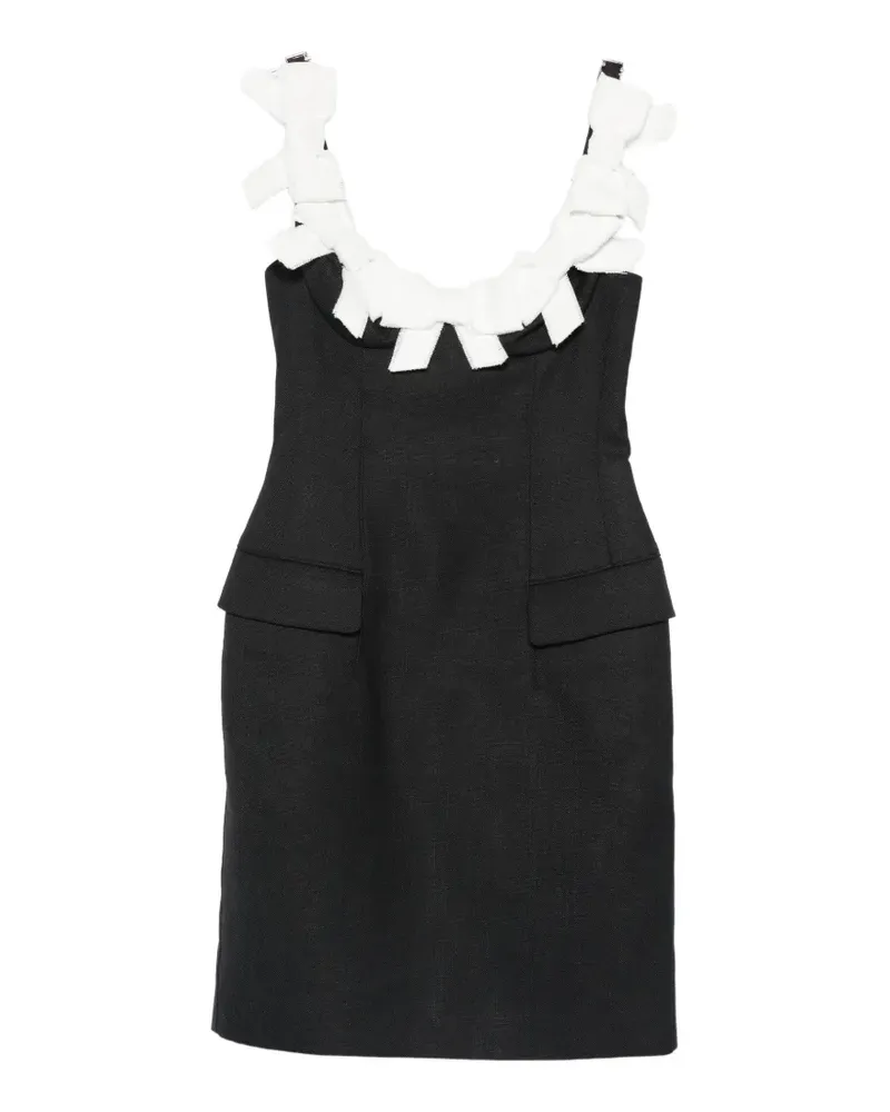 SHUSHU/TONG bow-embellished flap-pocket mini dress - Blau Blau