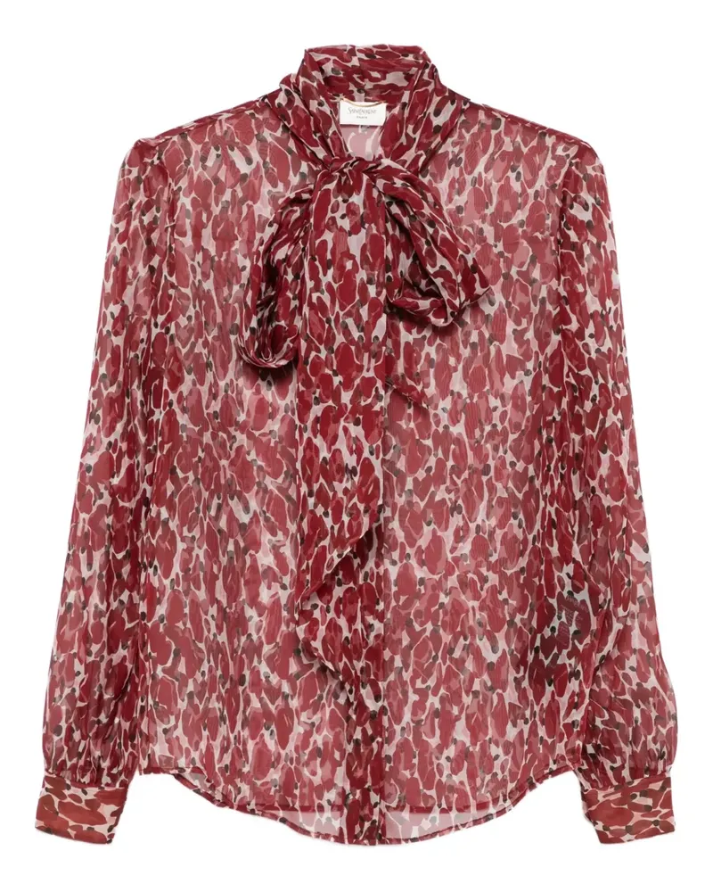 Saint Laurent Seidenbluse mit abstraktem Print - Rot Rot