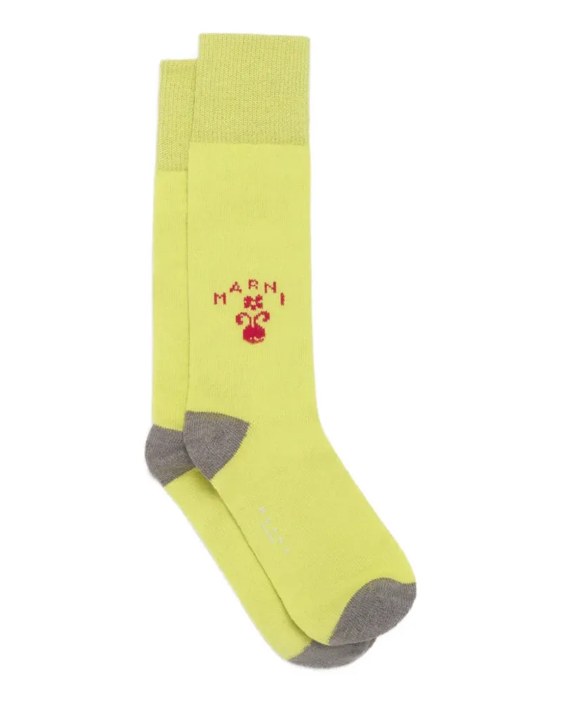 Marni logo-embroidered rib-knitted socks - Gelb Gelb