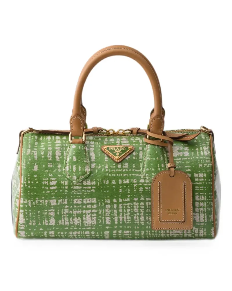 Prada Kleine Tasche aus Leinengemisch mit Lederhenkel - Grün Grün
