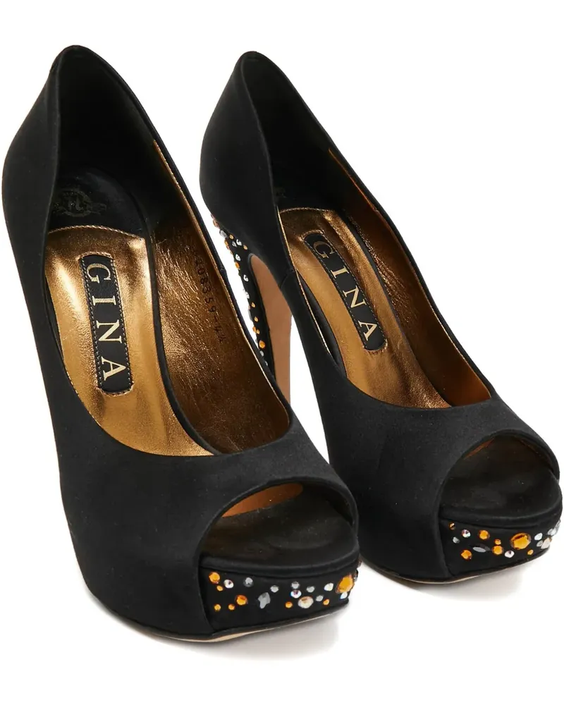 Gina Pre-owned Pumps aus Satin 135mm - Schwarz Schwarz