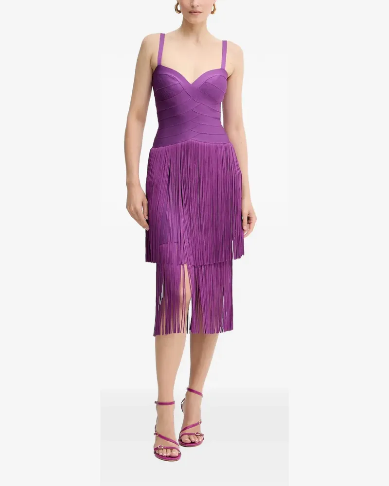 Hervé Léger Georgia fringed midi dress - Violett Violett