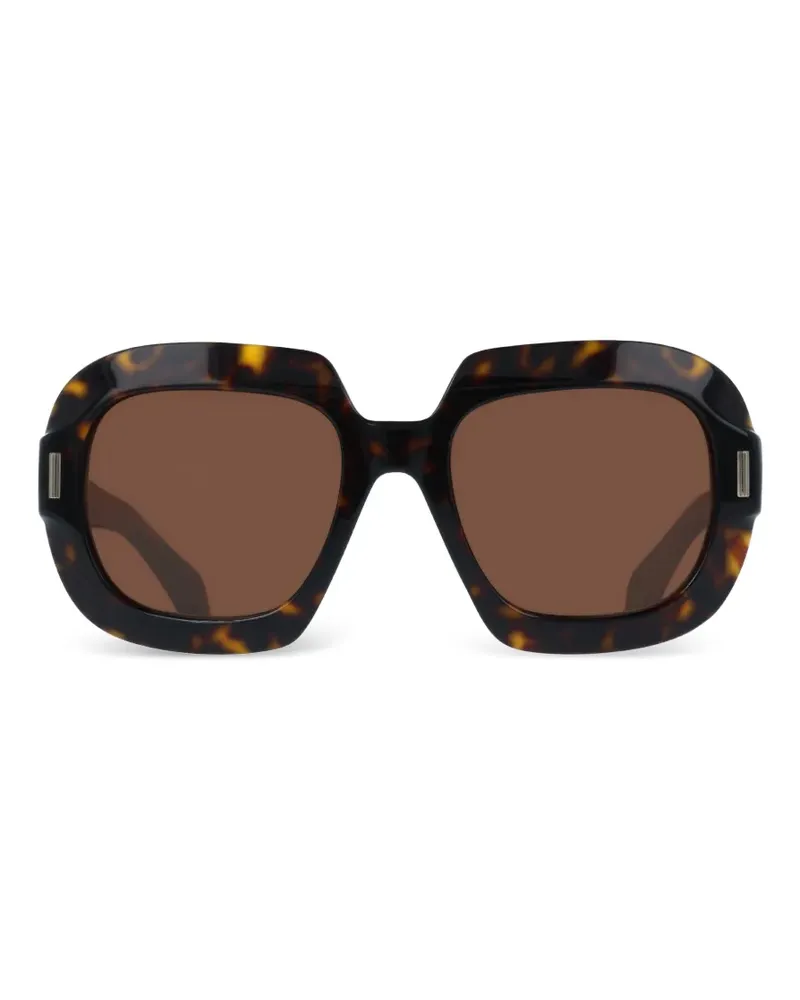 Ferragamo tortoiseshell-effect square-frame sunglasses - Braun Braun