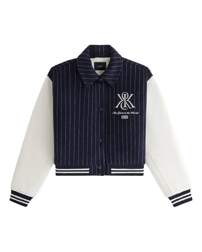 KITH Campbell pinstripe-print cropped bomber jacket - Blau Blau