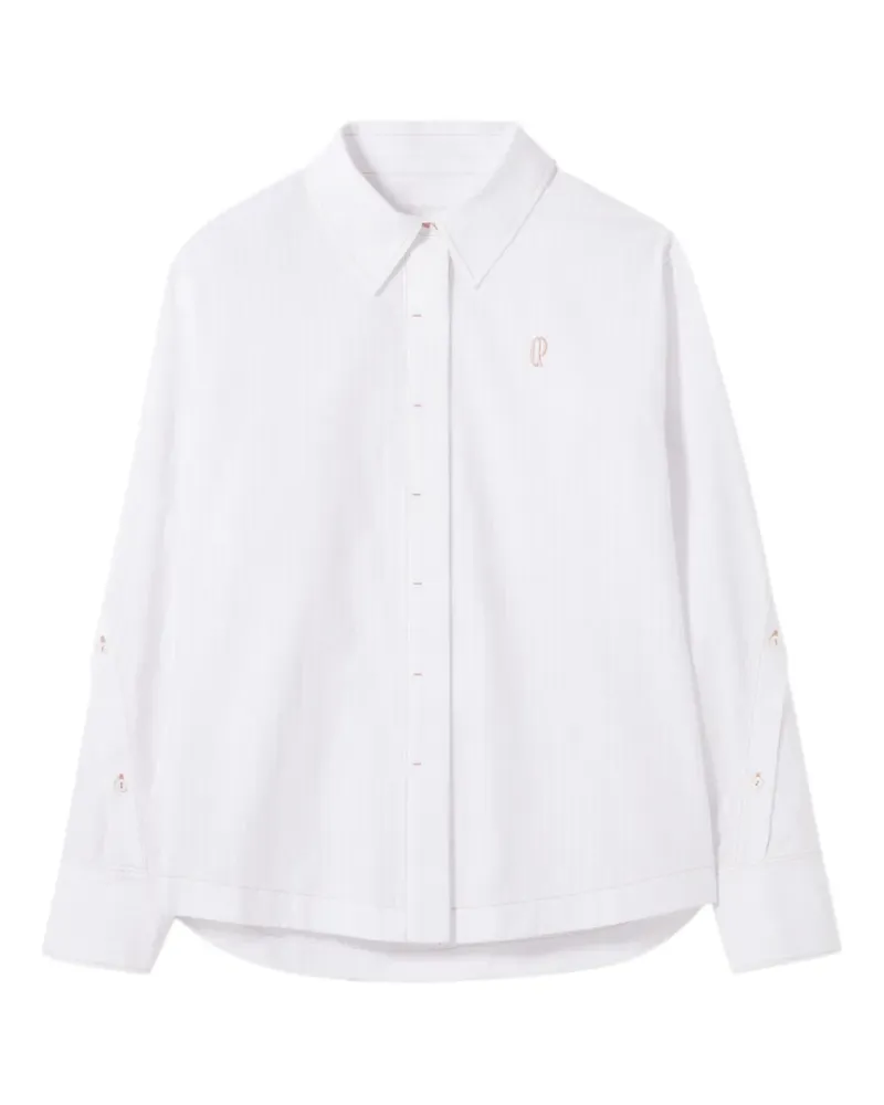 Claudie Pierlot Gestreiftes Hemd mit Logo-Stickerei - Weiß Weiß