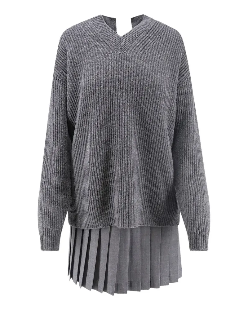 Semicouture buckle-fastening pleated mini dress - Grau Grau