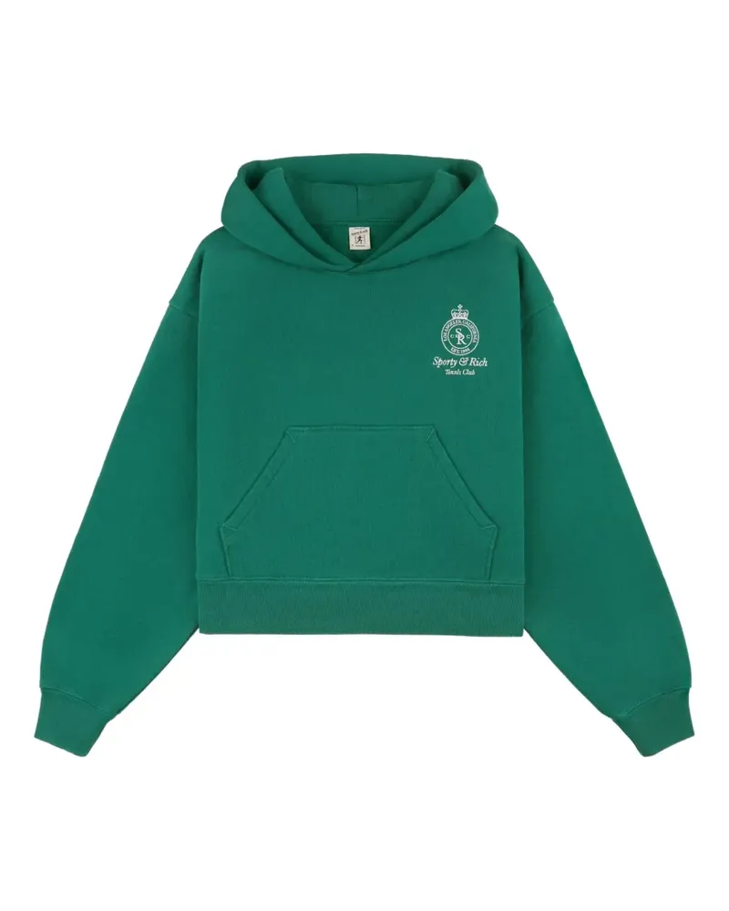 SPORTY & RICH Hoodie mit Logo-Stickerei - Grün Grün
