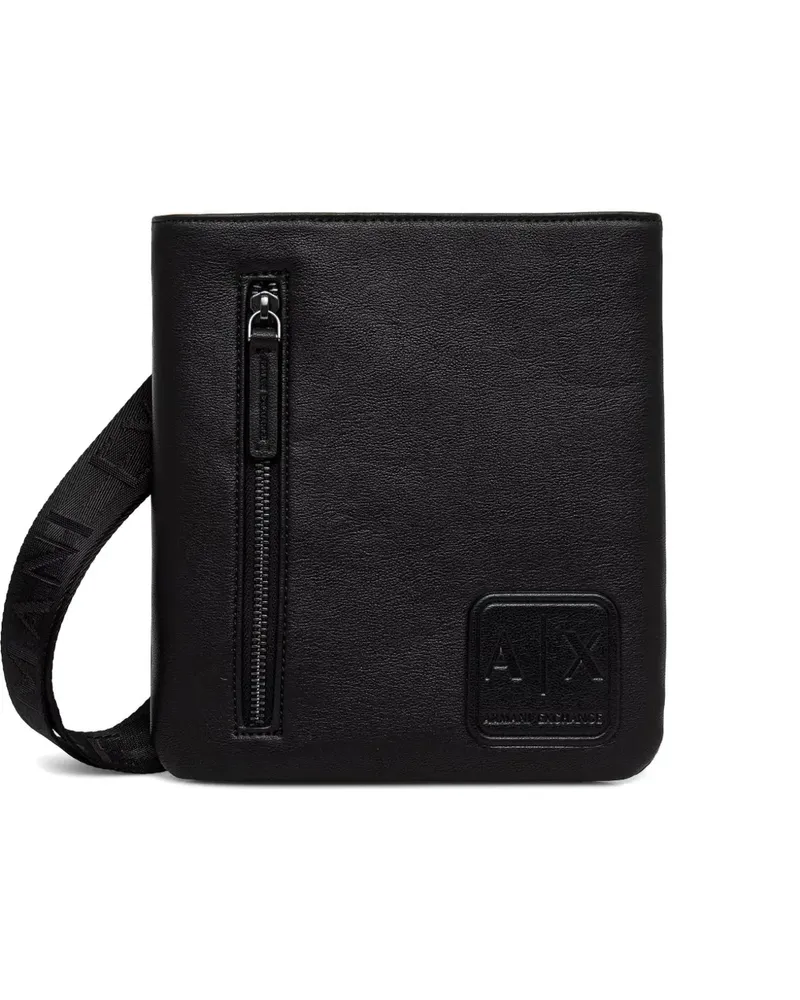 Armani Exchange logo-patch zip-pocket messenger bag - Schwarz Schwarz