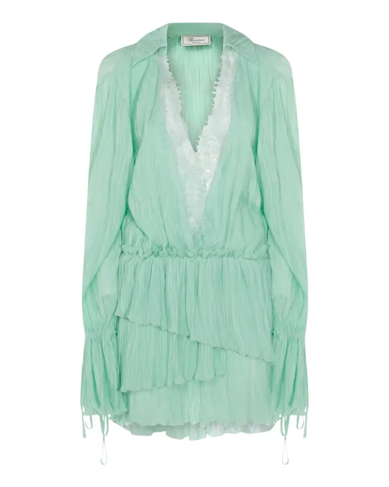Blumarine ruffled long-sleeve dress - Grün Grün