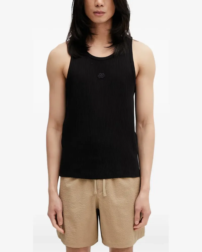 Filling Pieces logo-embroidered ribbed vest - Schwarz Schwarz