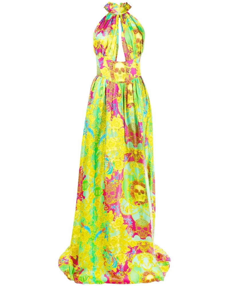 Philipp Plein Seidenmaxikleid mit New Baroque-Print - Grün Grün