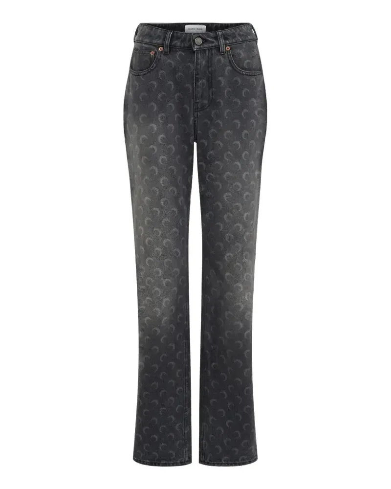 Marine Serre moon-print logo jeans - Grau Grau