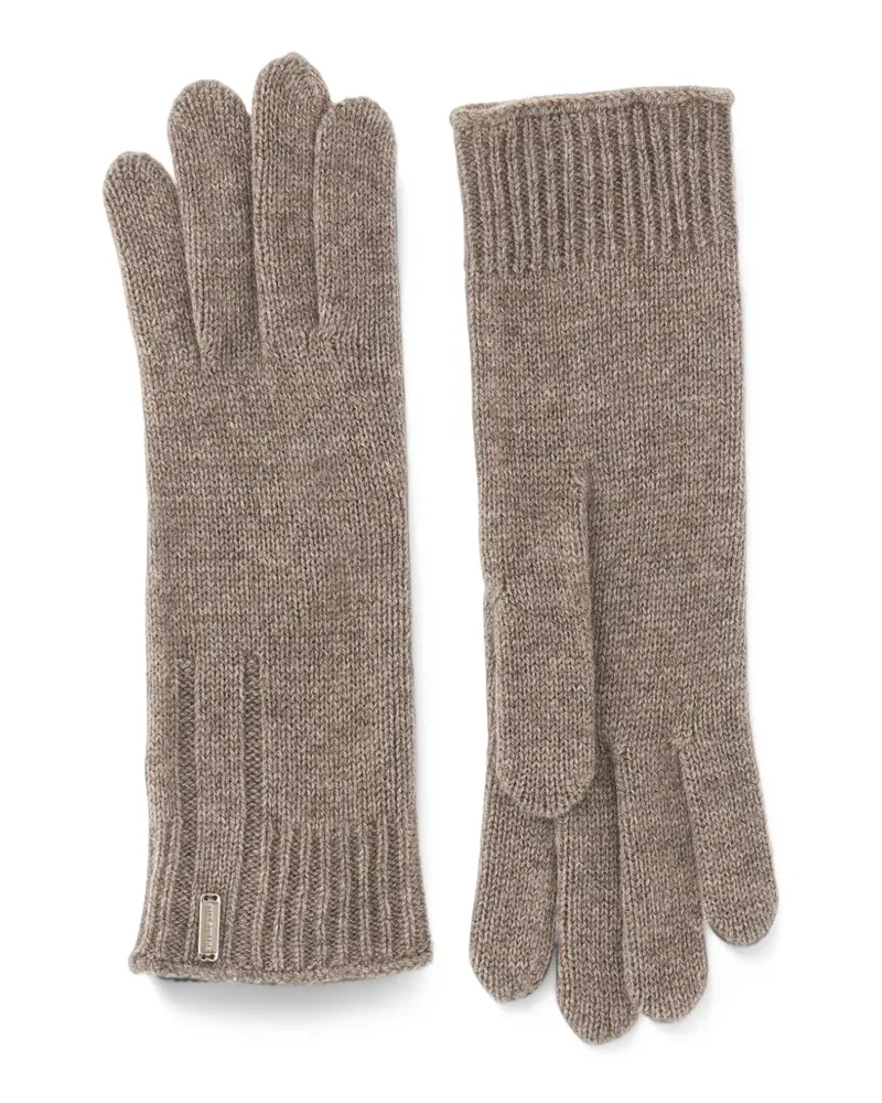 Paul & Shark logo-plaque ribbed-knit gloves - Grau Grau