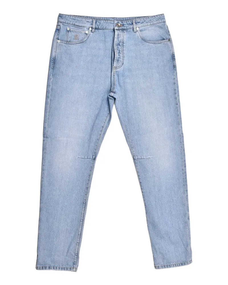 Brunello Cucinelli five-pocket logo-patch jeans - Blau Blau