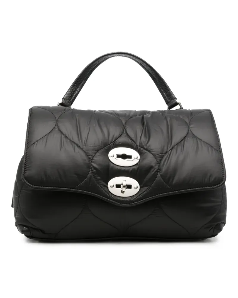 Zanellato Gesteppte Clutch mit Lederbesatz - Schwarz Schwarz