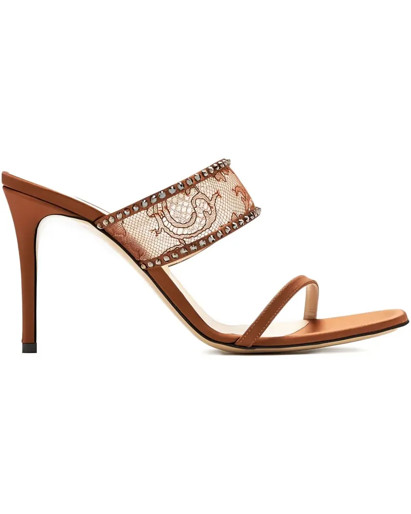 Andrea Wazen Tabaris Stiletto-Sandalen mit Spitze 85mm - Braun Braun