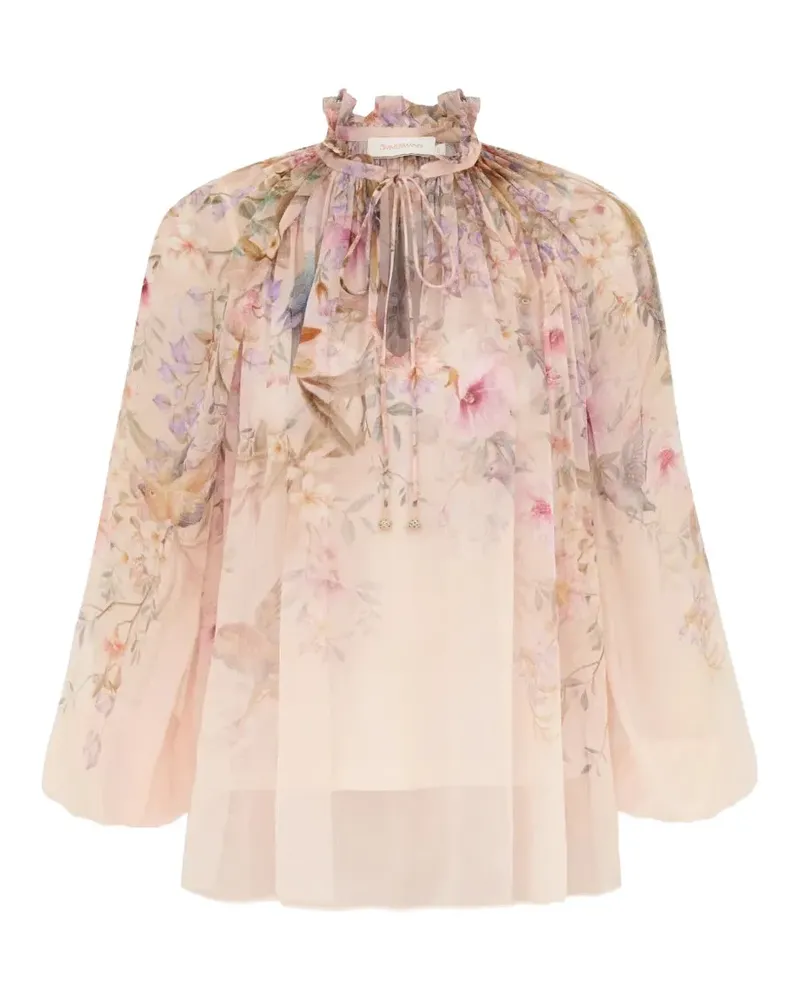 Zimmermann Rebellion Bluse mit Print - Nude Nude