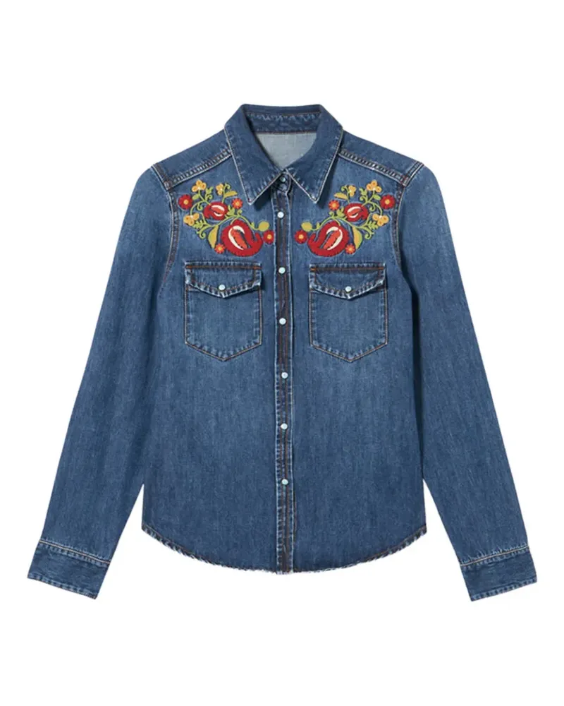 Fortela Brigitter floral-embroidered shirt - Blau Blau