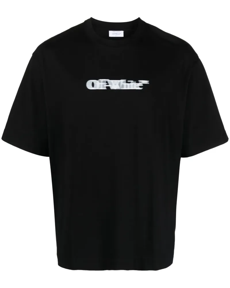 OFF-WHITE T-Shirt mit verschwommenem Logo-Print - Schwarz Schwarz