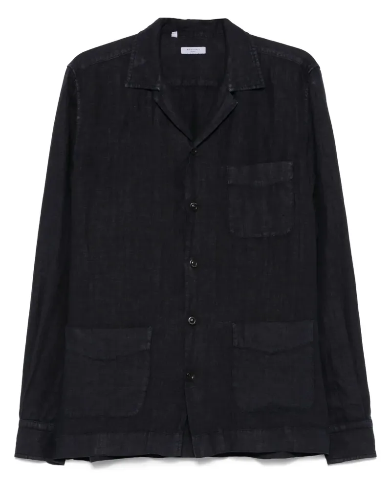 Boglioli Hemdjacke aus Leinen - Blau Blau