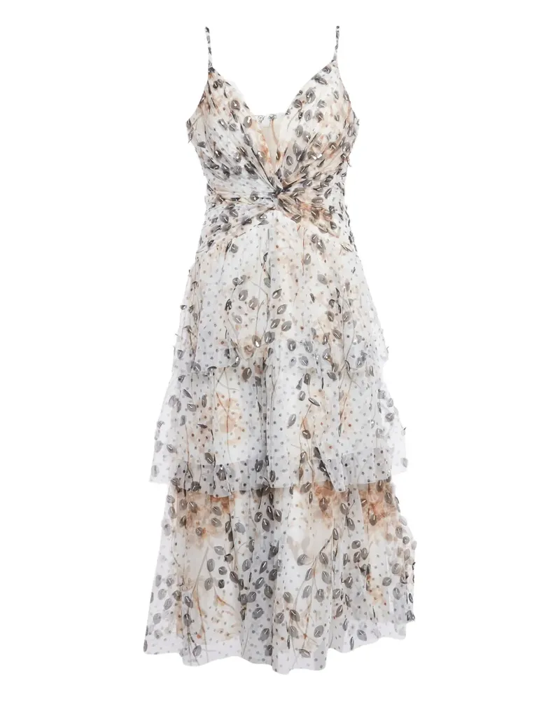 Marchesa polka dot-print tulle dress - Weiß Weiß