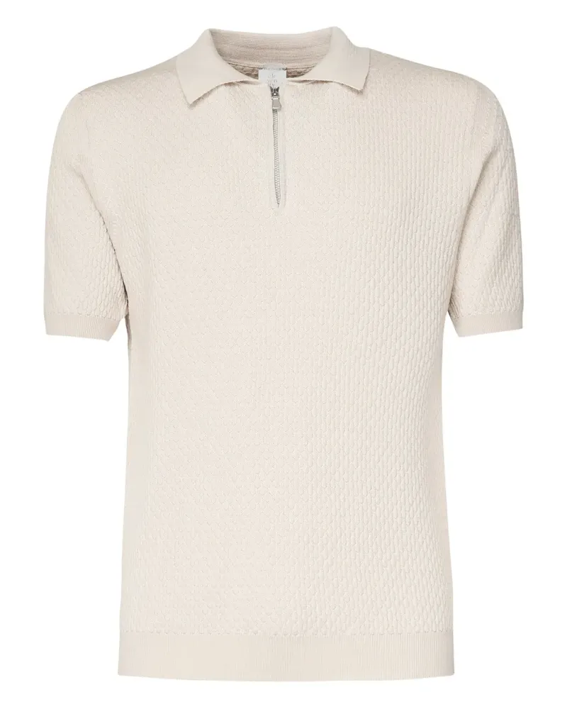 Eleventy Strukturiertes Poloshirt mit Reißverschluss - Nude Nude