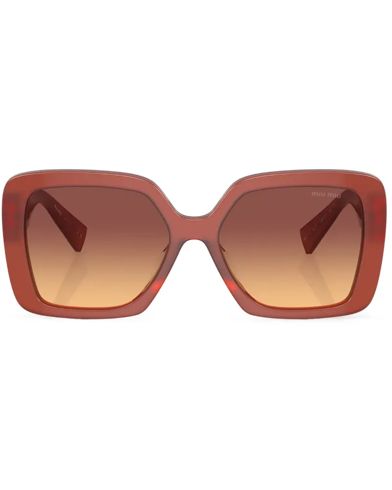 Miu Miu Eckige Sonnenbrille mit Logo-Schild - Rot Rot