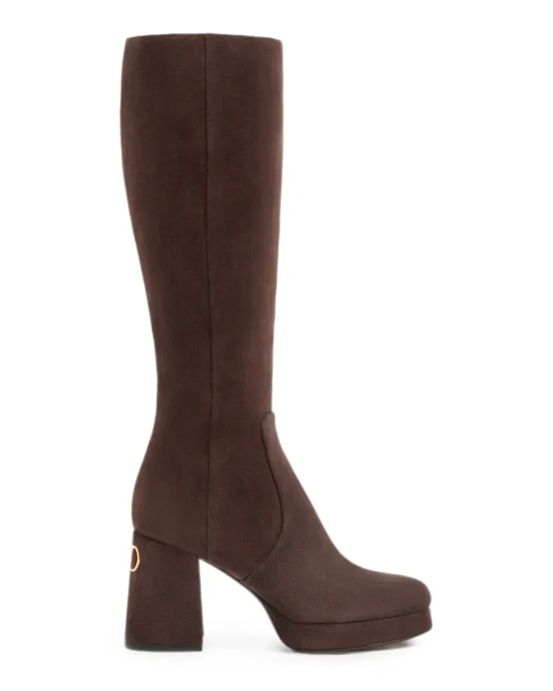 Valentino Garavani Fawcette Plateau-Stiefel in Crust-Leder - Braun Braun