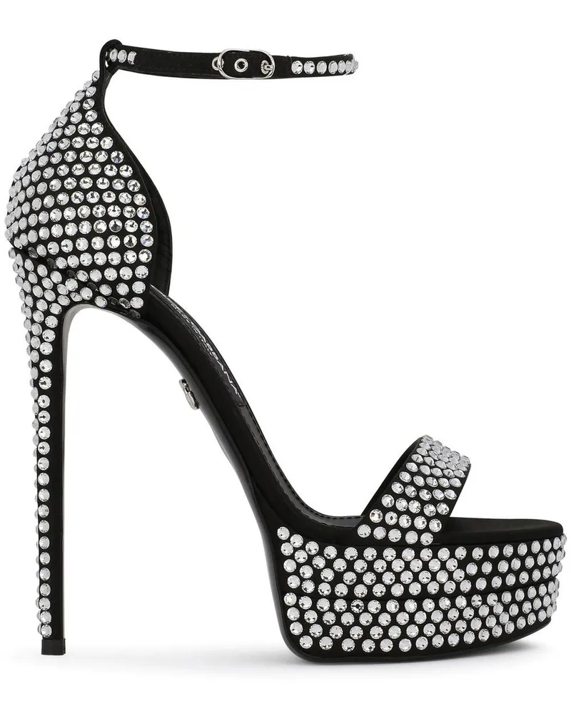 Dolce & Gabbana Sandalen mit Strassverzierung 145mm - Schwarz Schwarz