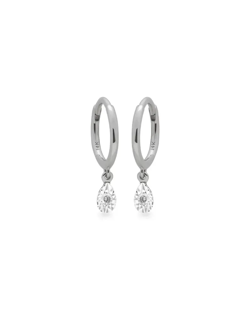 Monica Vinader Mini 14kt Teardrop Weißgoldcreolen - Silber Silber