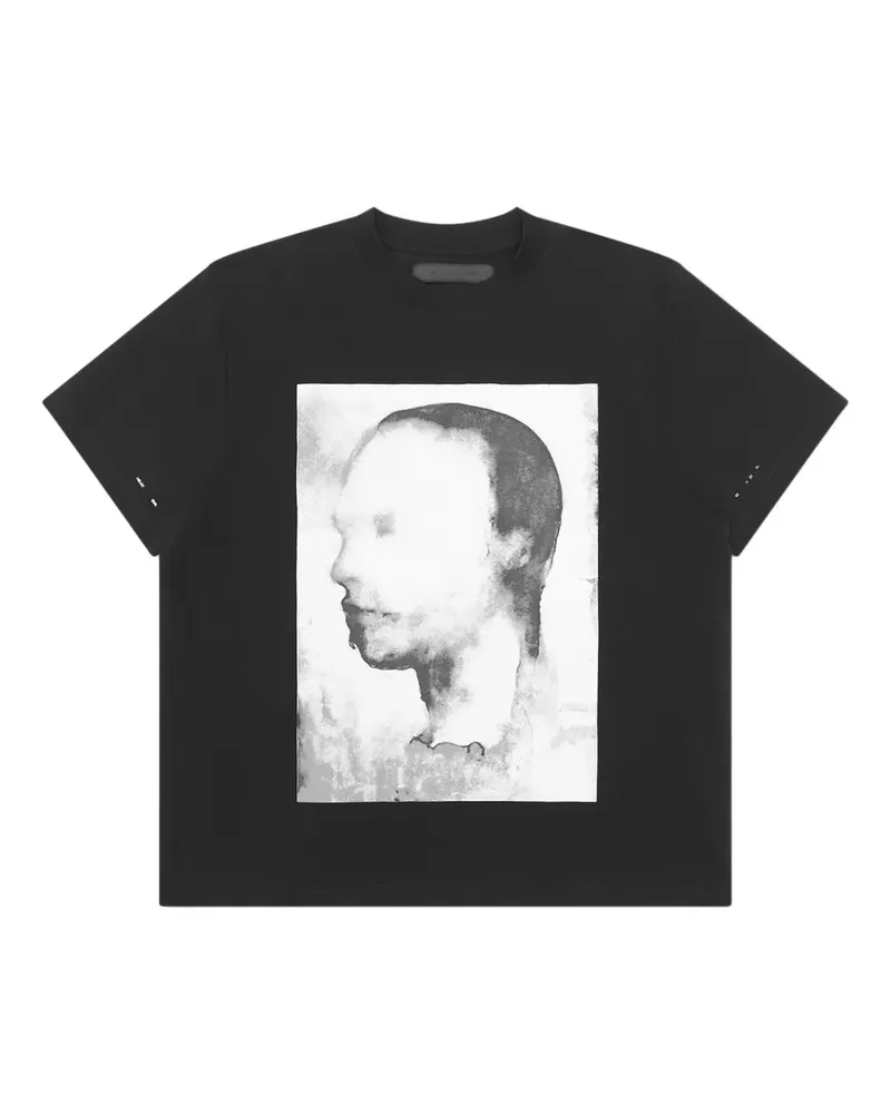 Heliot Emil T-Shirt mit Porträt-Print - Schwarz Schwarz