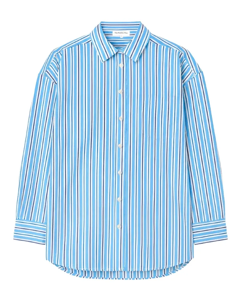 FRANKIE Shop Wattiertes Oana Hemd mit Streifen - Blau Blau