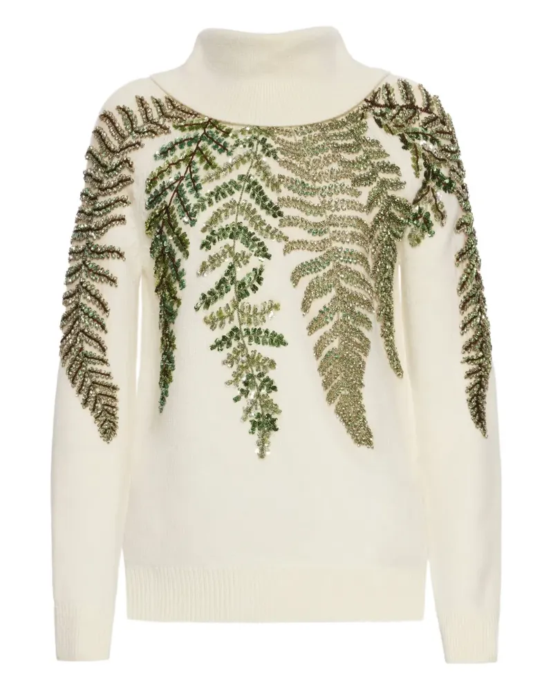Oscar de la Renta Rollkragenpullover mit Kristallen - Nude Nude