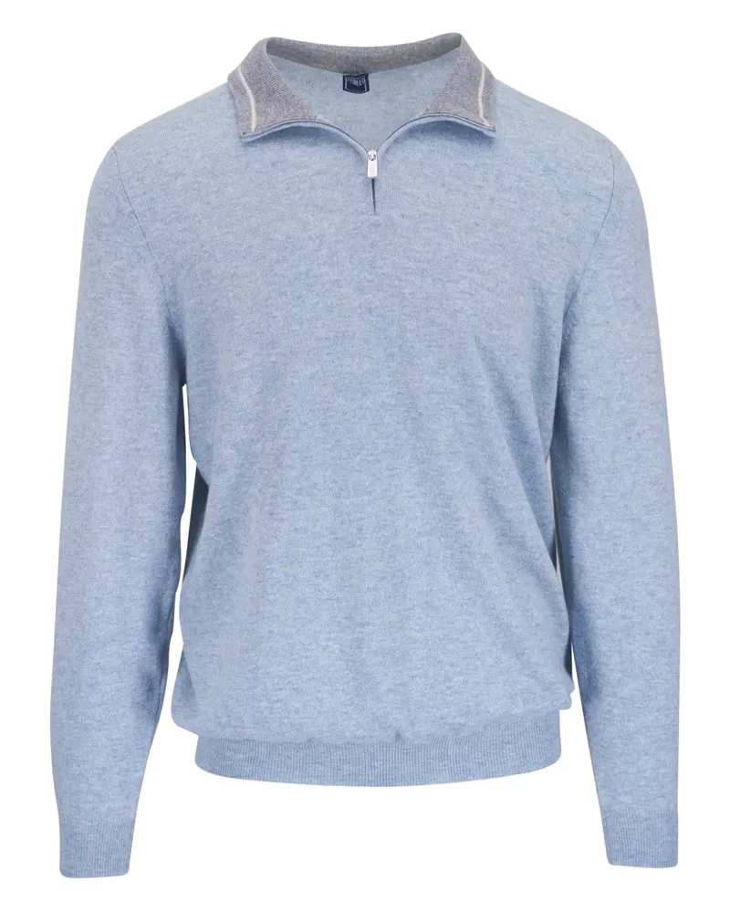 Fedeli half-zip long-sleeve sweater - Blau Blau