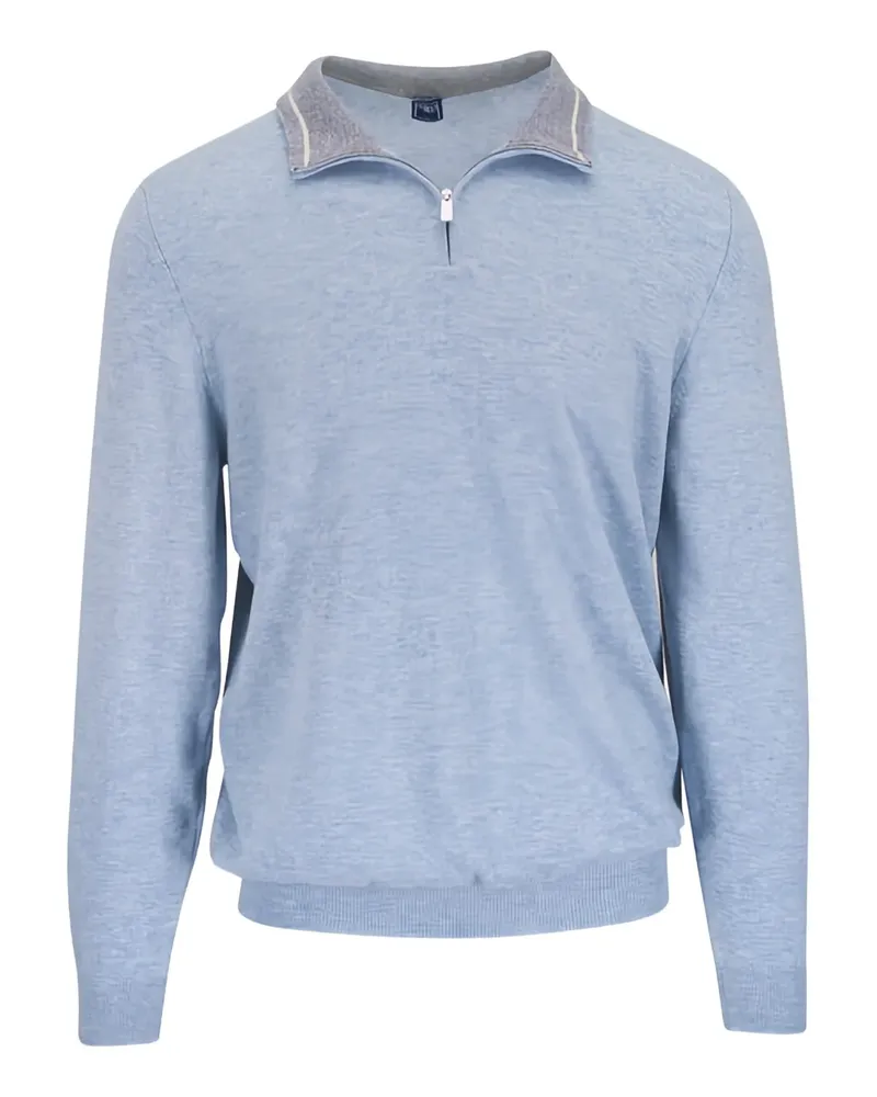 Fedeli half-zip long-sleeve sweater - Blau Blau