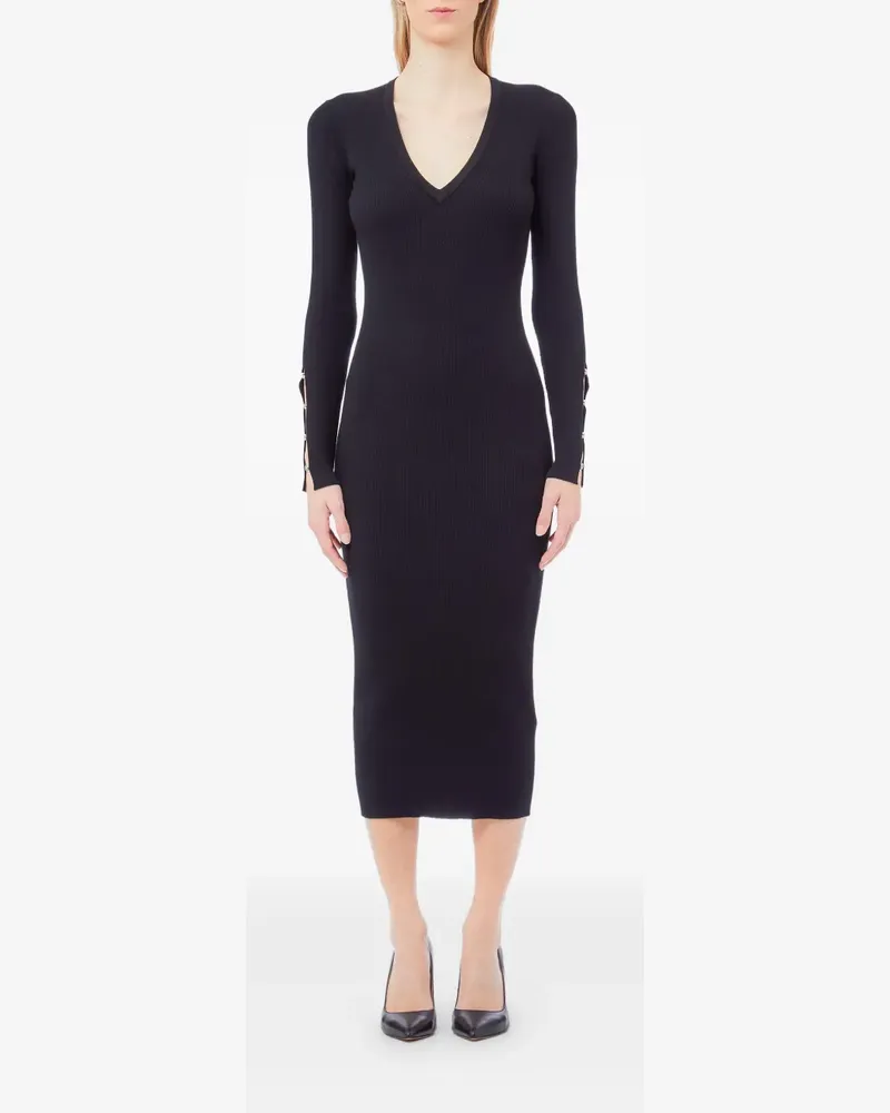 Liu Jo sleeves-embellished V-neck dress - Schwarz Schwarz