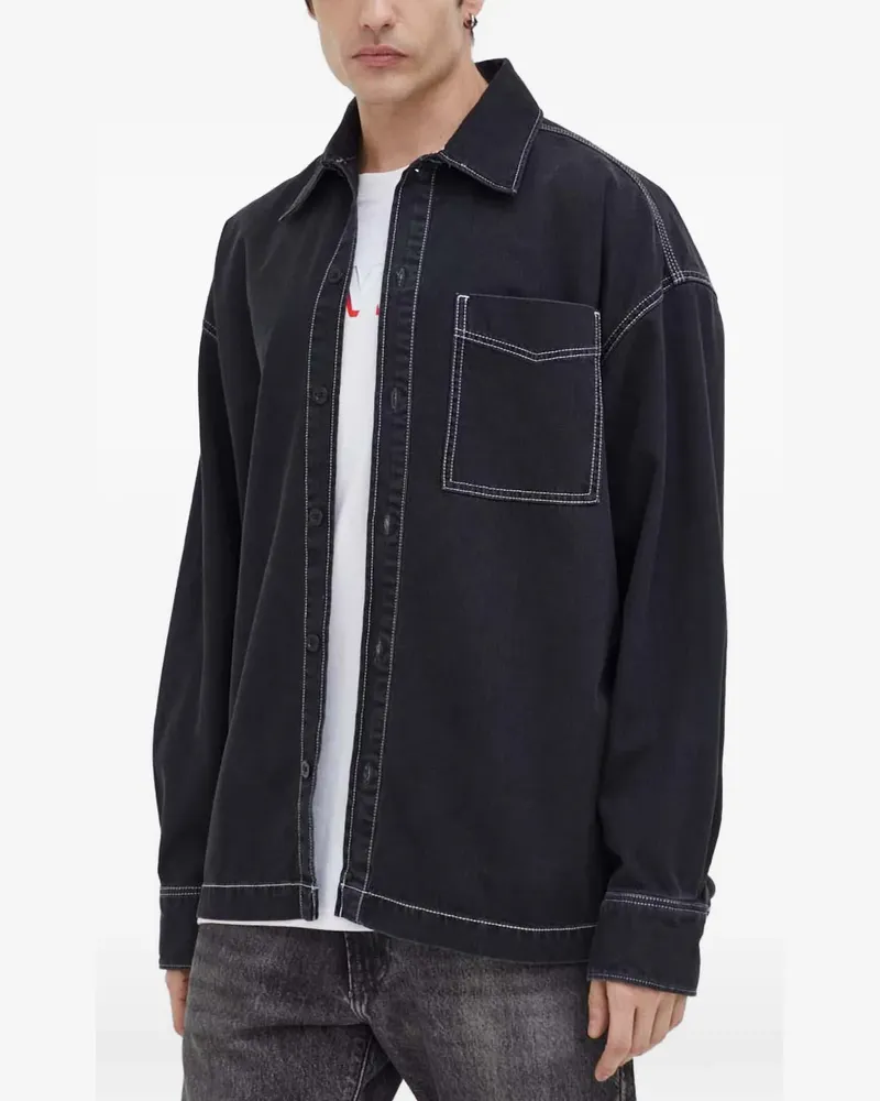G-STAR RAW chest-pocket topstitch overshirt - Schwarz Schwarz