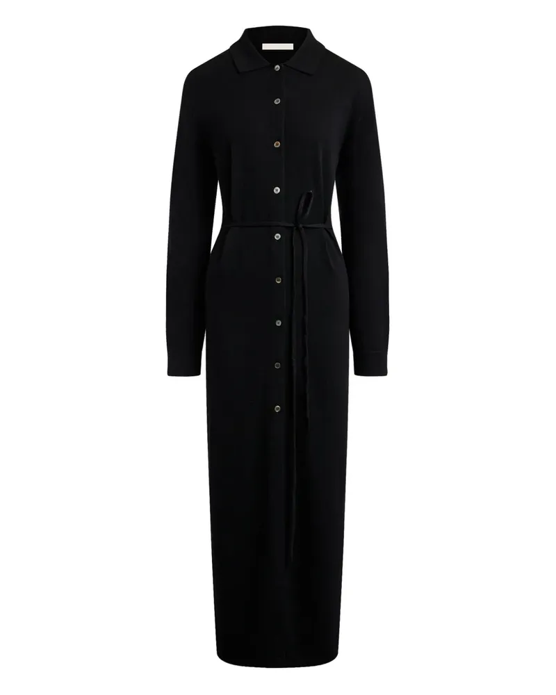 12 STOREEZ Strickkleid mit Knöpfen - Schwarz Schwarz