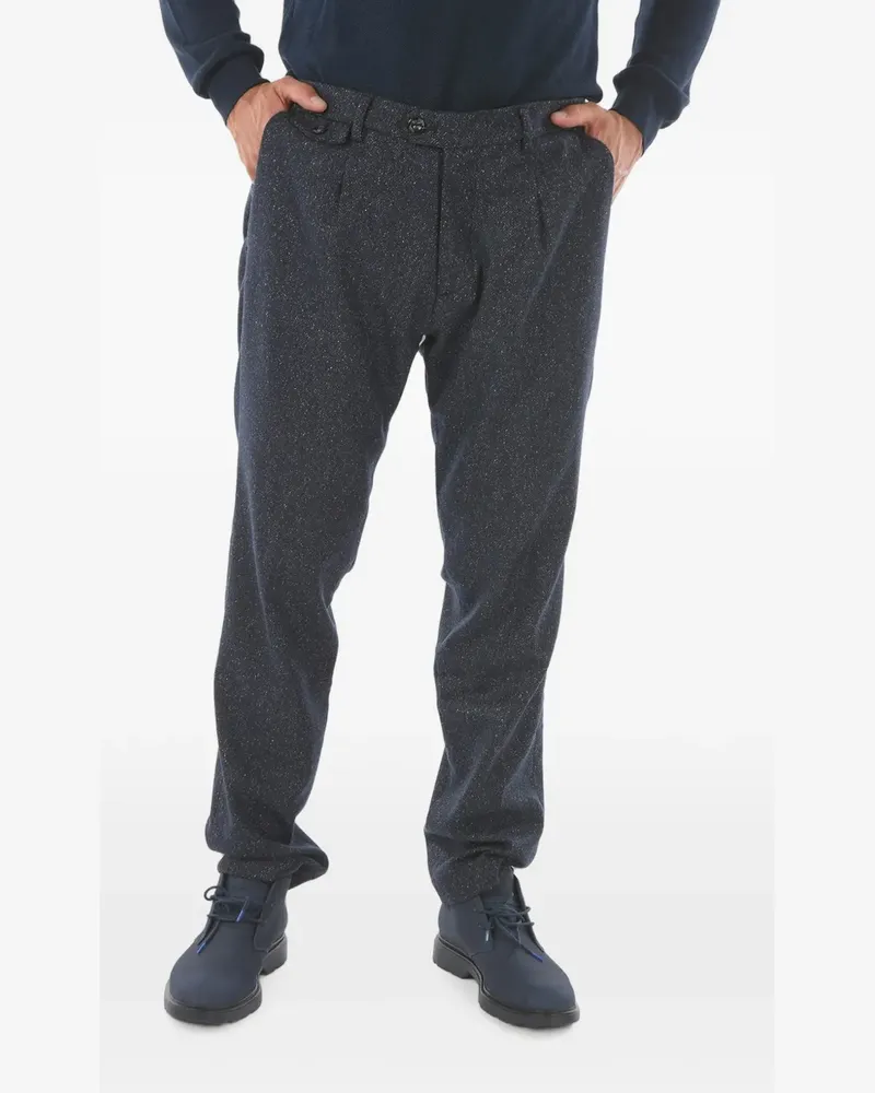 CRUNA herringbone pleated trousers - Blau Blau