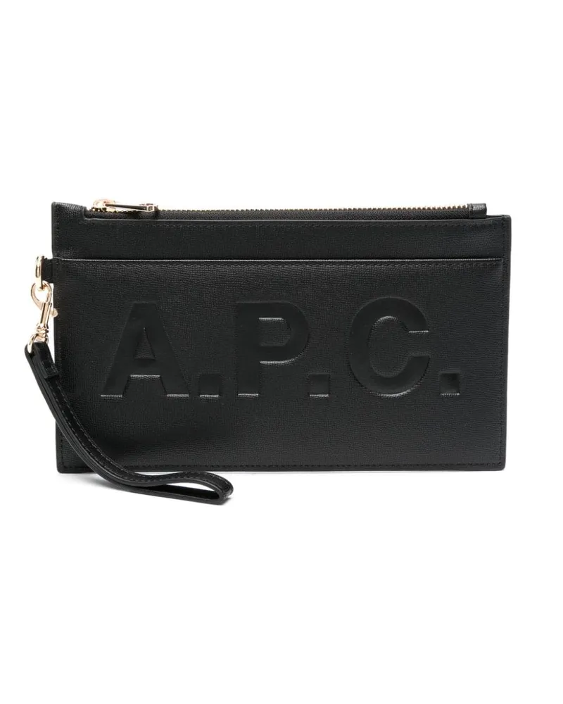 A.P.C. Clutch aus Faux-Leder mit Logo-Prägung - Schwarz Schwarz