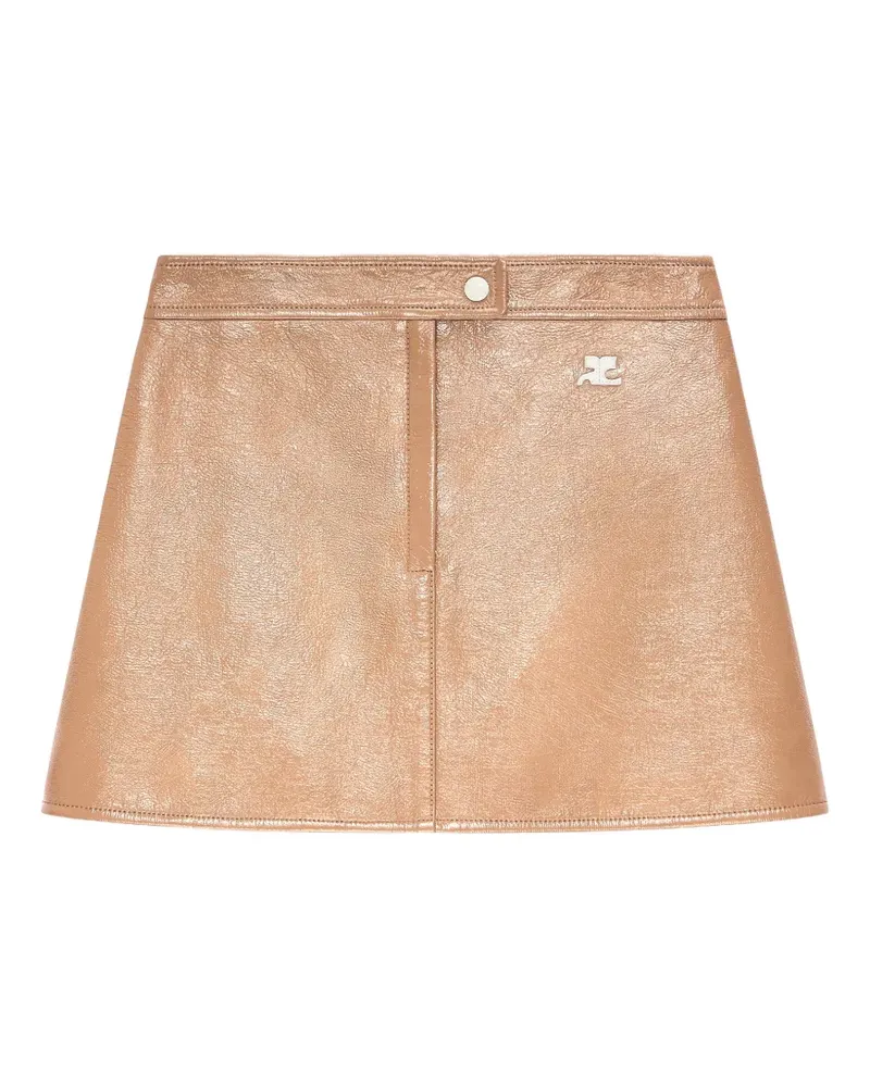 Courrèges Minirock in Vinyl-Optik - Nude Nude