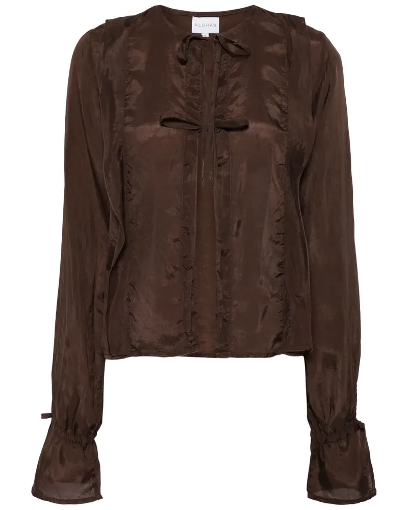 Alohas Oceane Bluse mit Schnürung vorne - Braun Braun