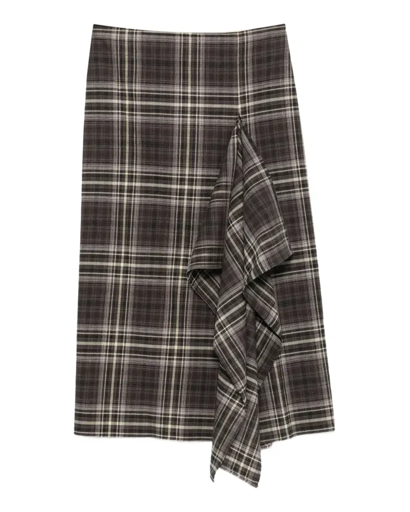 ALYSI tartan-print asymmetric skirt - Braun Braun