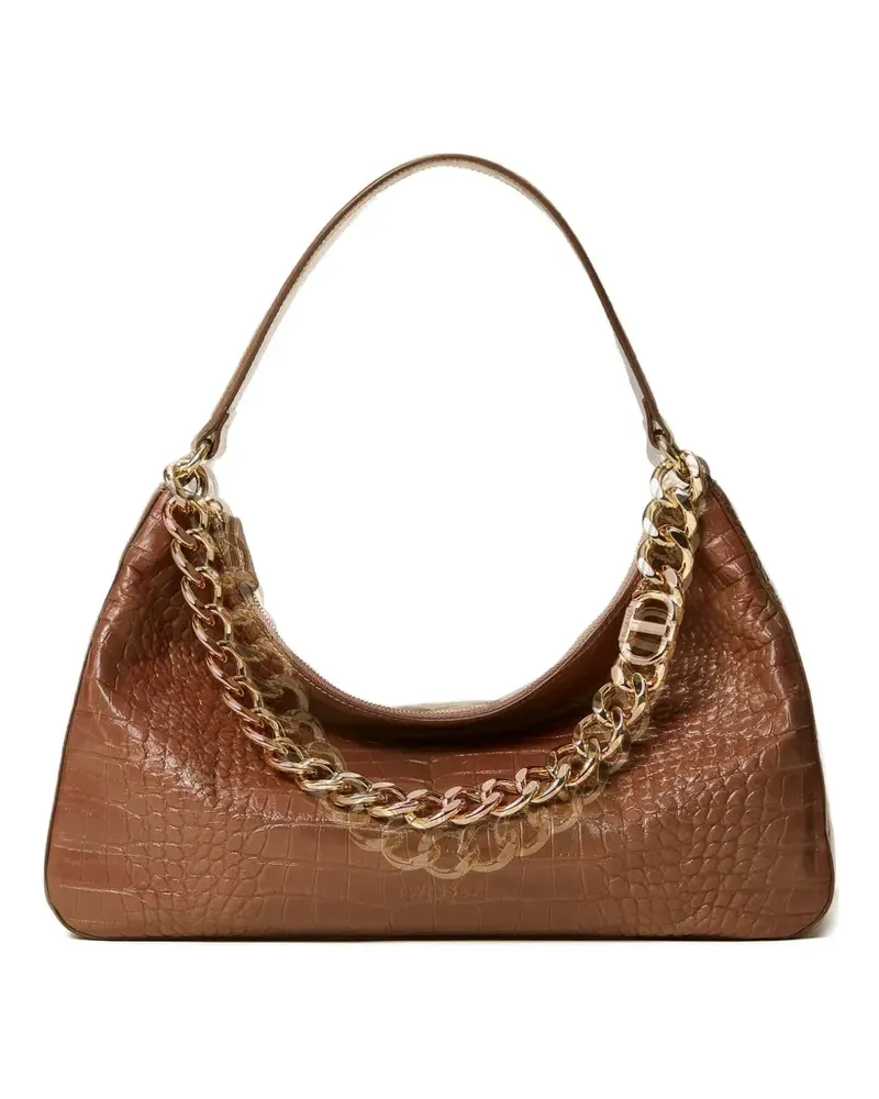 Twin-Set Liliane Schultertasche mit Kroko-Effekt - Braun Braun