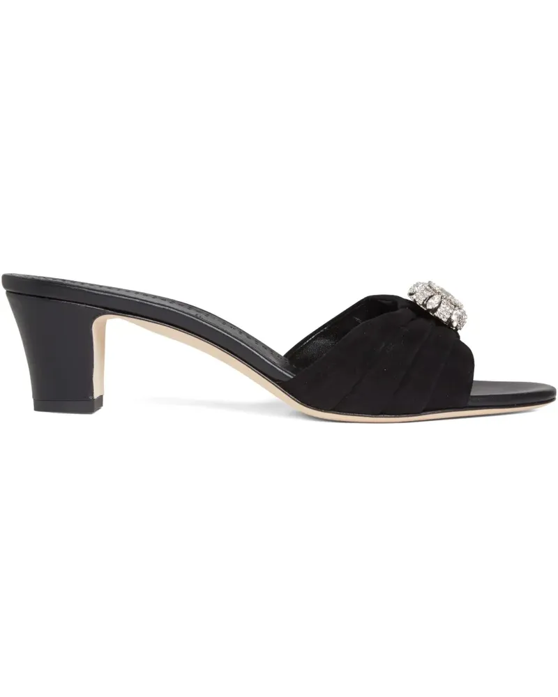 Manolo Blahnik Ansaklo Mules mit Faltendetail 50mm - Schwarz Schwarz